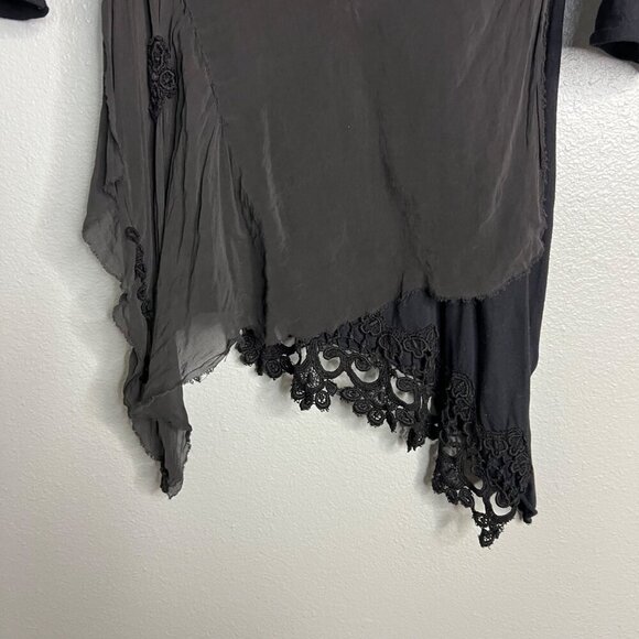 NWOT 4 Love And Liberty 3/4 Sleeve Boho Top Black‎ Asymmetrical Flowy XS - Picture 5 of 9
